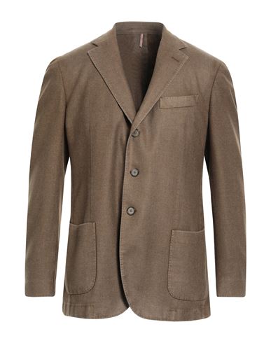 Shop Santaniello Man Blazer Khaki Size 44 Wool, Polyester In Beige