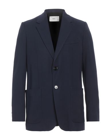 Shop Ami Alexandre Mattiussi Man Blazer Midnight Blue Size 40 Viscose, Virgin Wool