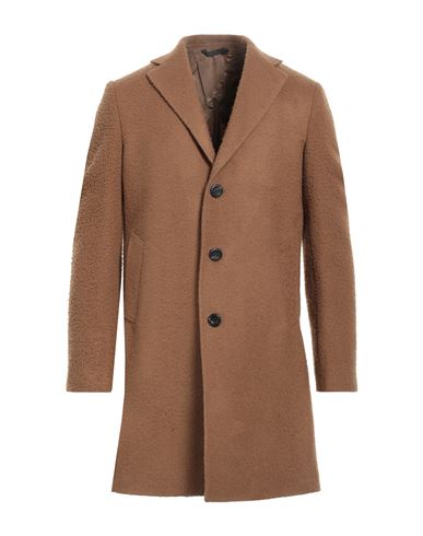 Shop Messagerie Man Coat Camel Size 42 Wool, Polyamide In Beige