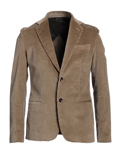Luca Bertelli Man Blazer Khaki Size 38 Cotton, Elastane In Brown