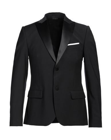 Shop Grey Daniele Alessandrini Man Blazer Black Size 46 Wool, Polyester, Elastane, Cotton