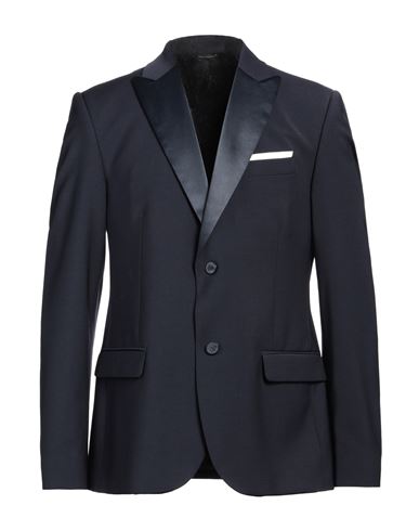 Grey Daniele Alessandrini Man Blazer Navy Blue Size 40 Wool, Polyester, Elastane, Cotton