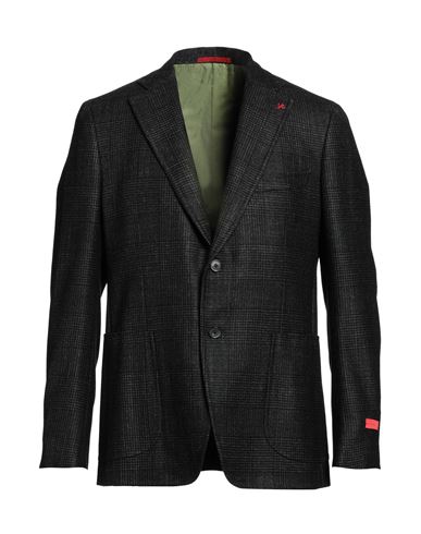 Isaia Man Blazer Black Size 42 Wool, Silk, Cashmere In Gray
