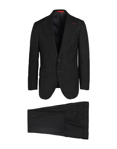 Isaia Man Suit Steel Grey Size 46 Wool In Gray