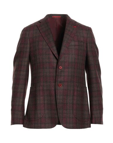 Shop Isaia Man Blazer Burgundy Size 42 Wool, Elastane In Red