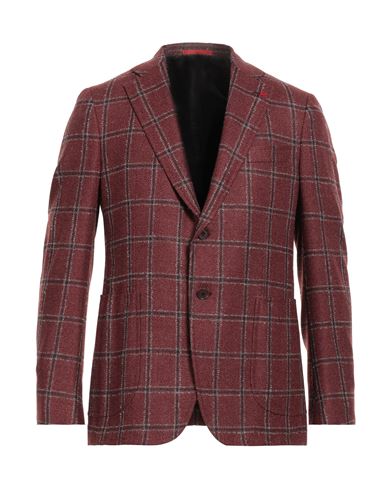 Isaia Man Blazer Brick Red Size 46 Wool, Silk