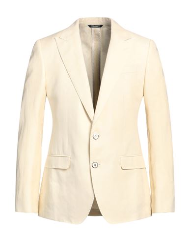 Dolce & Gabbana Man Blazer Cream Size 42 Linen, Cotton, Silk In Neutral