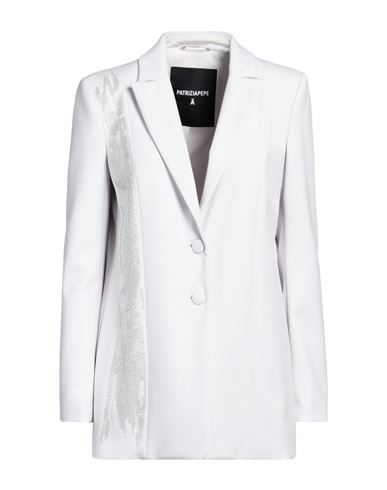 PATRIZIA PEPE PATRIZIA PEPE WOMAN BLAZER LIGHT GREY SIZE 10 POLYESTER, VISCOSE, ELASTANE, GLASS 
