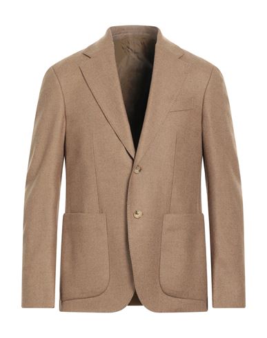 Caruso Man Blazer Camel Size 46 Wool, Cashmere In Brown