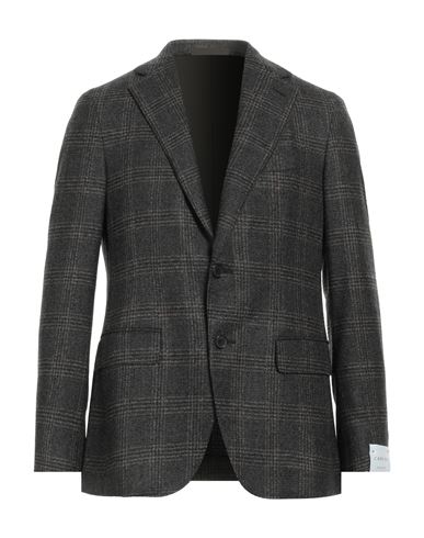 Caruso Man Blazer Steel Grey Size 44 Wool, Polyamide In Black