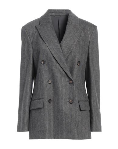 Brunello Cucinelli Woman Blazer Steel Grey Size 8 Wool, Virgin Wool, Polyamide, Viscose, Metallic Po In Gray