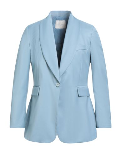 Souvenir Woman Blazer Sky Blue Size L Polyester, Viscose, Elastane In Blue