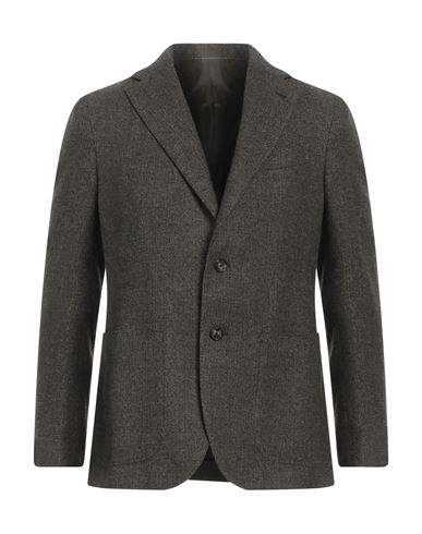 Caruso Man Blazer Khaki Size 42 Wool, Linen, Cashmere In Black