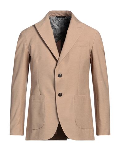 MESSAGERIE MESSAGERIE MAN BLAZER BEIGE SIZE 38 COTTON, LINEN, POLYESTER 