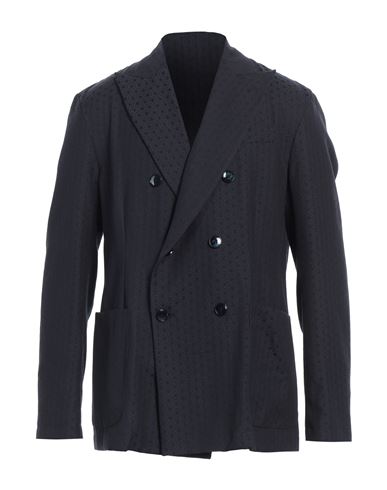 Berna Man Blazer Navy Blue Size 44 Polyester, Wool In Black