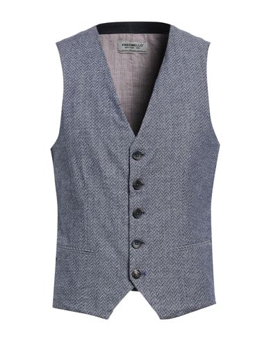 Fred Mello Man Tailored Vest Navy Blue Size 3xl Cotton In Gray