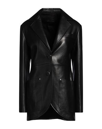 Durazzi Woman Blazer Black Size 6 Lambskin