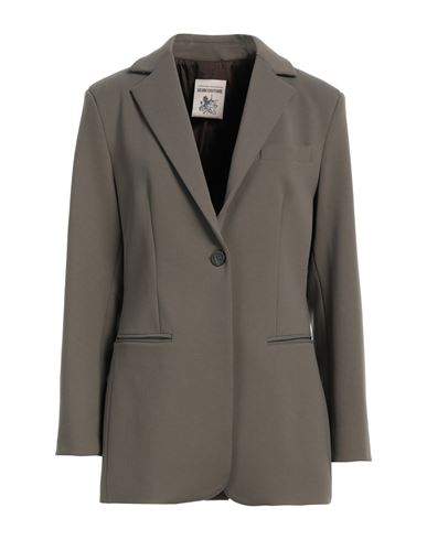 SEMICOUTURE SEMICOUTURE WOMAN BLAZER KHAKI SIZE 10 VISCOSE, POLYAMIDE, ELASTANE, POLYESTER 