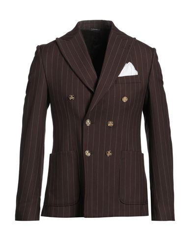 Daniele Alessandrini Man Blazer Chocolate Brown Size 42 Polyester, Viscose, Elastane