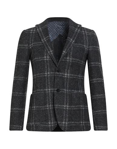 Barbati Man Blazer Charcoal Size 38 Polyester, Acrylic, Wool, Cotton In Gray