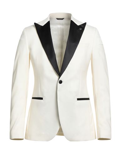 Manuel Ritz Man Blazer Ivory Size 34 Virgin Wool In White