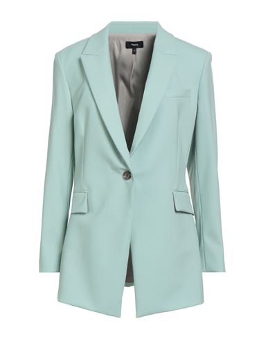 Theory Woman Blazer Sage Green Size 14 Wool, Elastane In Green