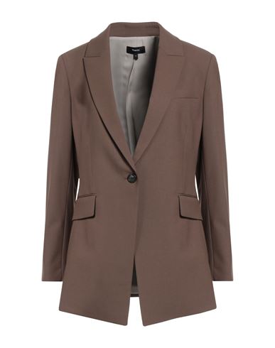 Theory Woman Blazer Light Brown Size 6 Wool, Elastane