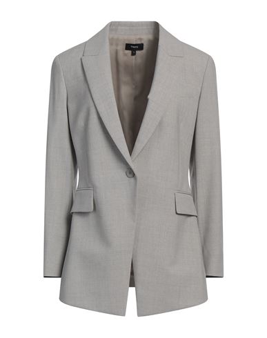 THEORY THEORY WOMAN BLAZER LIGHT GREY SIZE 12 WOOL, ELASTANE 