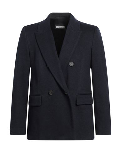 Shop Peserico Woman Blazer Navy Size 14 Cotton, Virgin Wool In Navy Blue