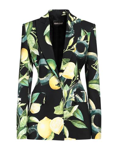 ROBERTO CAVALLI ROBERTO CAVALLI WOMAN BLAZER BLACK SIZE 8 VISCOSE, ELASTANE 