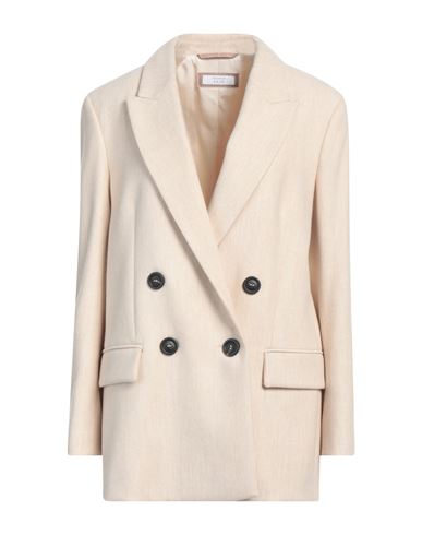 Peserico Easy Woman Blazer Beige Size 6 Wool, Polyester, Viscose, Polyamide, Elastane In Beige