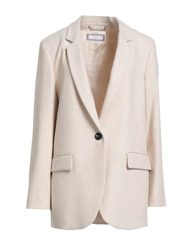Peserico Easy Woman Blazer Beige Size 12 Wool, Polyester, Viscose, Polyamide, Elastane In Neutral