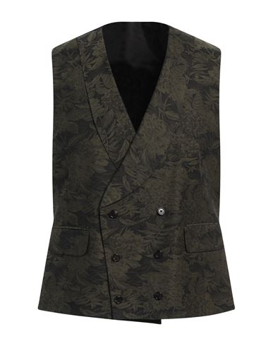 Gabriele Pasini Man Tailored Vest Military Green Size 44 Cotton, Elastane In Green