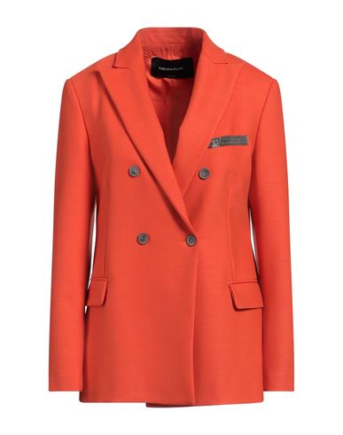 FABIANA FILIPPI FABIANA FILIPPI WOMAN BLAZER ORANGE SIZE 6 POLYESTER, VIRGIN WOOL, ELASTANE 