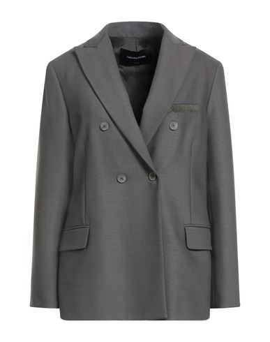 FABIANA FILIPPI FABIANA FILIPPI WOMAN BLAZER LEAD SIZE 6 POLYESTER, VIRGIN WOOL, ELASTANE 