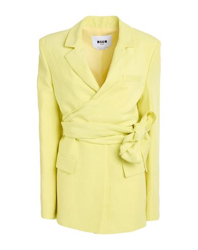 Msgm Woman Blazer Yellow Size 6 Linen, Viscose
