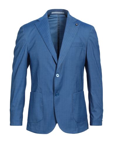 HERMAN & SONS HERMAN & SONS MAN BLAZER BLUE SIZE 38 POLYESTER, VISCOSE, ELASTANE 