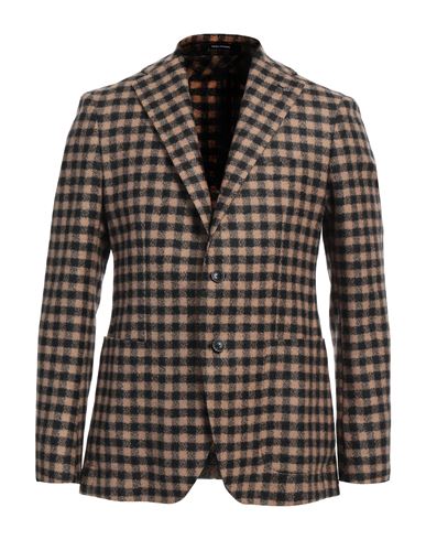 Tagliatore Checkered Front Pockets Long Sleeves Blazers In Beige