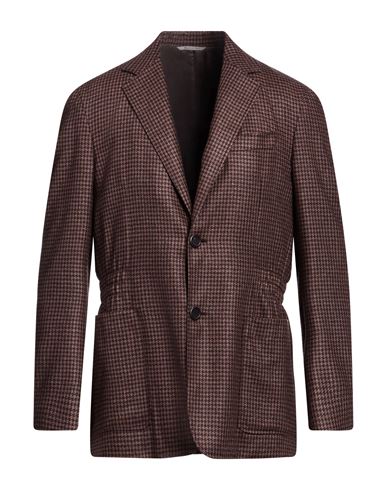 Canali Man Blazer Brown Size 40 Wool, Silk In Brown