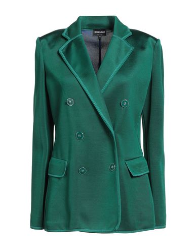 Giorgio Armani Woman Blazer Emerald Green Size 6 Viscose, Polyester, Polyamide, Elastane, Silk In Green