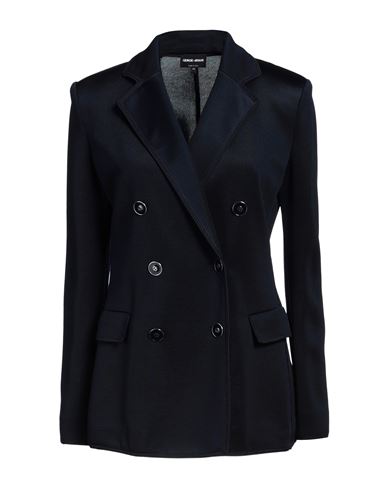 Giorgio Armani Woman Blazer Navy Size 8 Viscose, Polyester, Polyamide, Elastane, Silk In Navy Blue