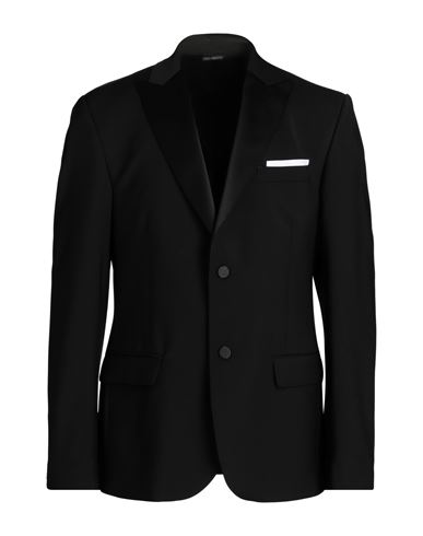 Grey Daniele Alessandrini Man Blazer Black Size 44 Wool, Polyester, Elastane In Black