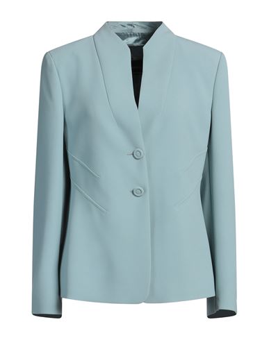 Emporio Armani Woman Blazer Pastel Blue Size 12 Viscose, Acetate, Elastane, Polyester In Blue
