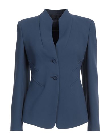 EMPORIO ARMANI EMPORIO ARMANI WOMAN BLAZER SLATE BLUE SIZE 4 VISCOSE, ACETATE, ELASTANE, POLYESTER 