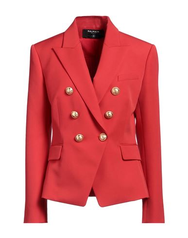 Balmain Classic Wool Blazer With Button Detail In Tomato Red