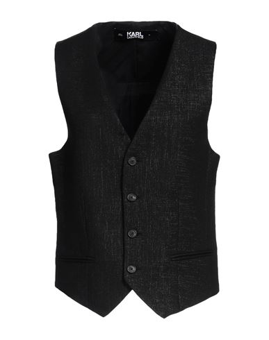 KARL LAGERFELD KARL LAGERFELD WOMAN TAILORED VEST BLACK SIZE 14 VISCOSE, WOOL, ACRYLIC, POLYESTER, POLYAMIDE 