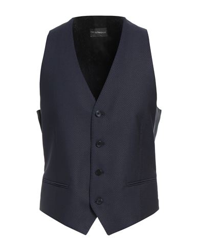 Emporio Armani Man Tailored Vest Midnight Blue Size 46 Virgin Wool, Silk, Elastane