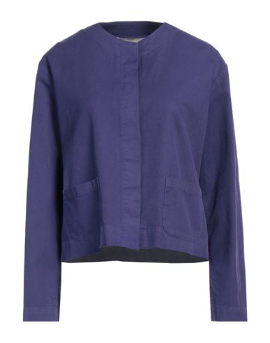 Alessia Santi Woman Jacket Purple Size 6 Linen, Cotton, Elastane In Blue