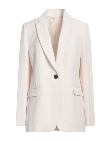 Shop Brunello Cucinelli Woman Blazer Ivory Size 8 Viscose, Virgin Wool, Brass In White