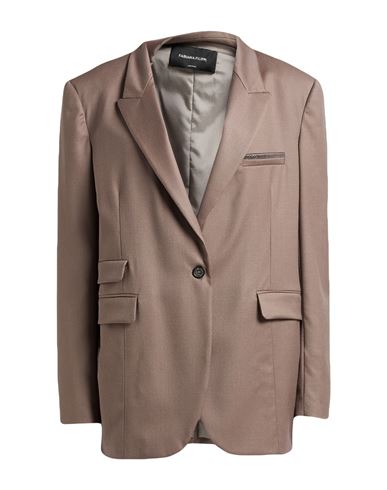 Fabiana Filippi Woman Blazer Taupe Size 12 Virgin Wool, Polyamide, Elastane, Ecobrass